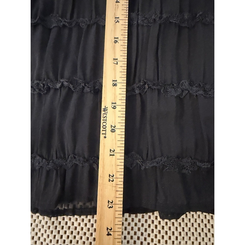 Elegant Black Chiffon Ruffle Top Blouse S/4/6 Career Cocktail Classy Old Money - Picture 14 of 14